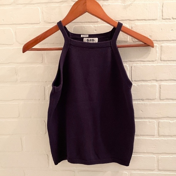 REVOLVE x 525 America Knit Sweater Tank Square Neck Halter Dark Purple XS - Picture 5 of 13